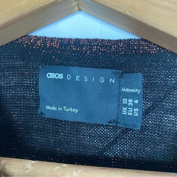 ASOS Metallic Orange Black Long Sleeve Top - Picture 3 of 5